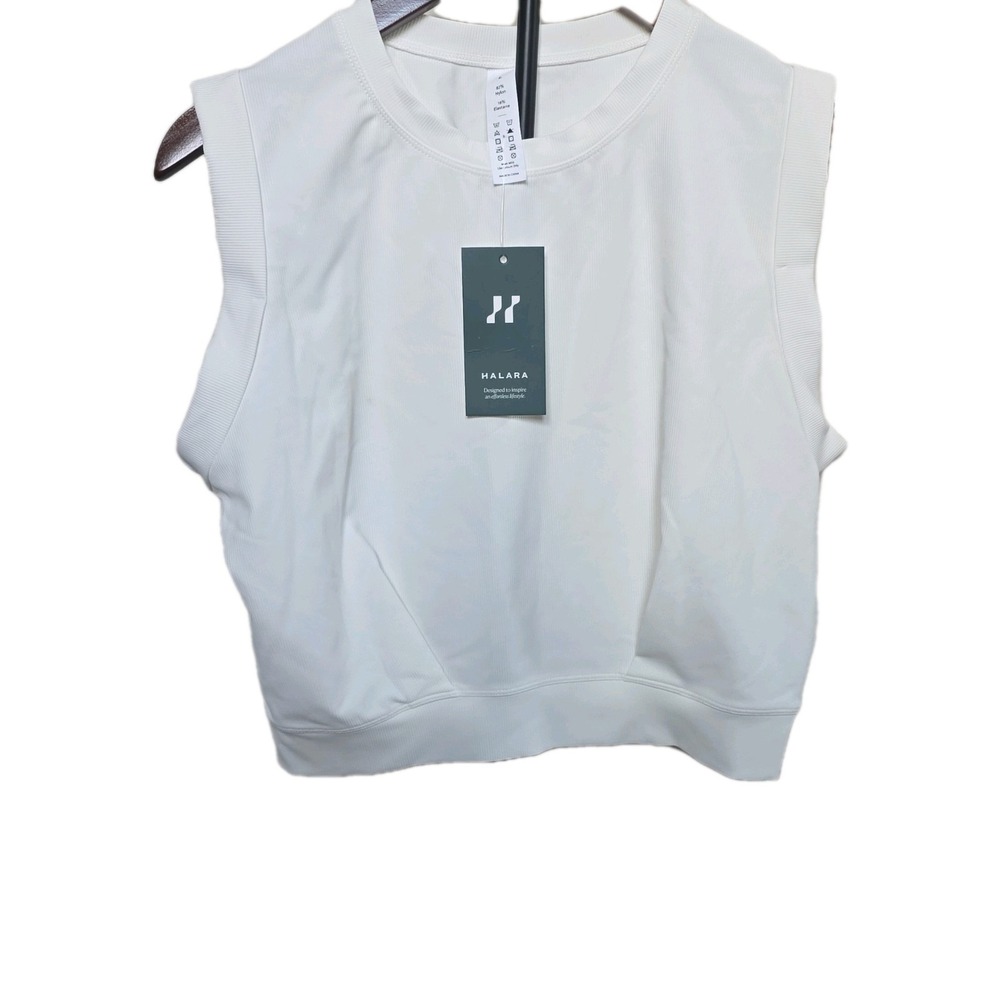 NWT Halara cropped yoga tank. Breathable, stretchy & pet-hair resistant. Size L. - Picture 11 of 12